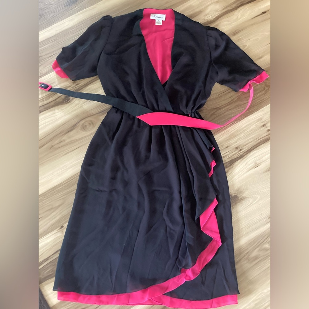 Hal Ferman womens black hot pink vintage dress 14